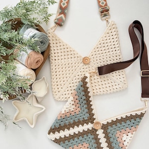 CROCHET PATTERN & VIDEO/ Caribbean Beach Bag, Crochet Granny Square Bag, Granny Stitch Bag, Easy Crochet Pattern, Lined Bag, Purse Pattern