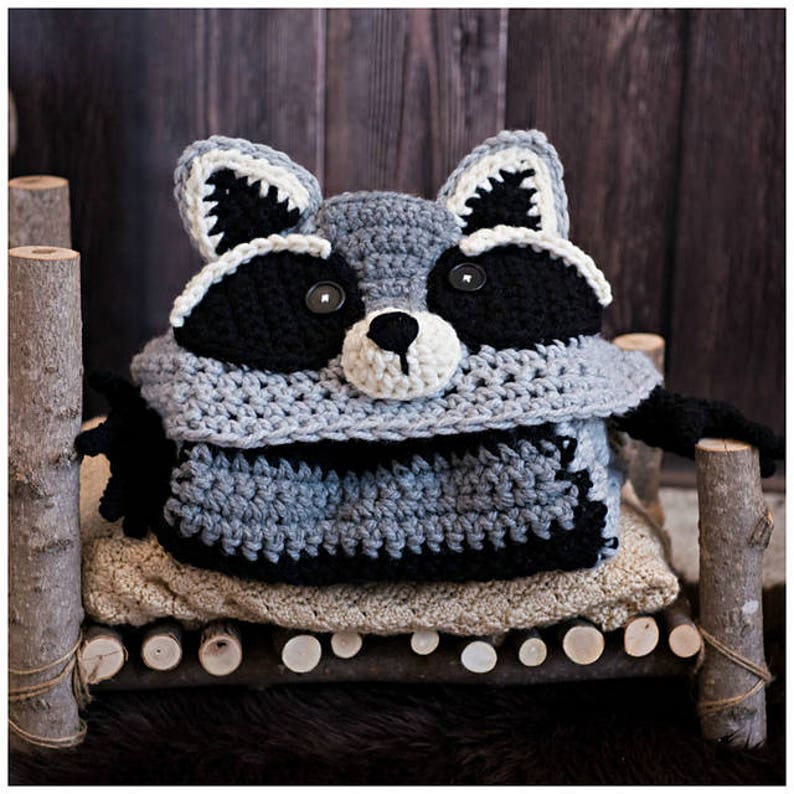 CROCHET PATTERN Woodland Raccoon Blanket Hooded Woodland Racoon Blanket Crochet Pattern MJ's Off The Hook Design image 5