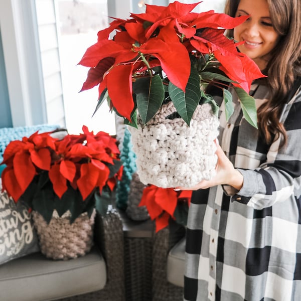 CROCHET PATTERN / Bobble Crochet Plant Basket Pattern