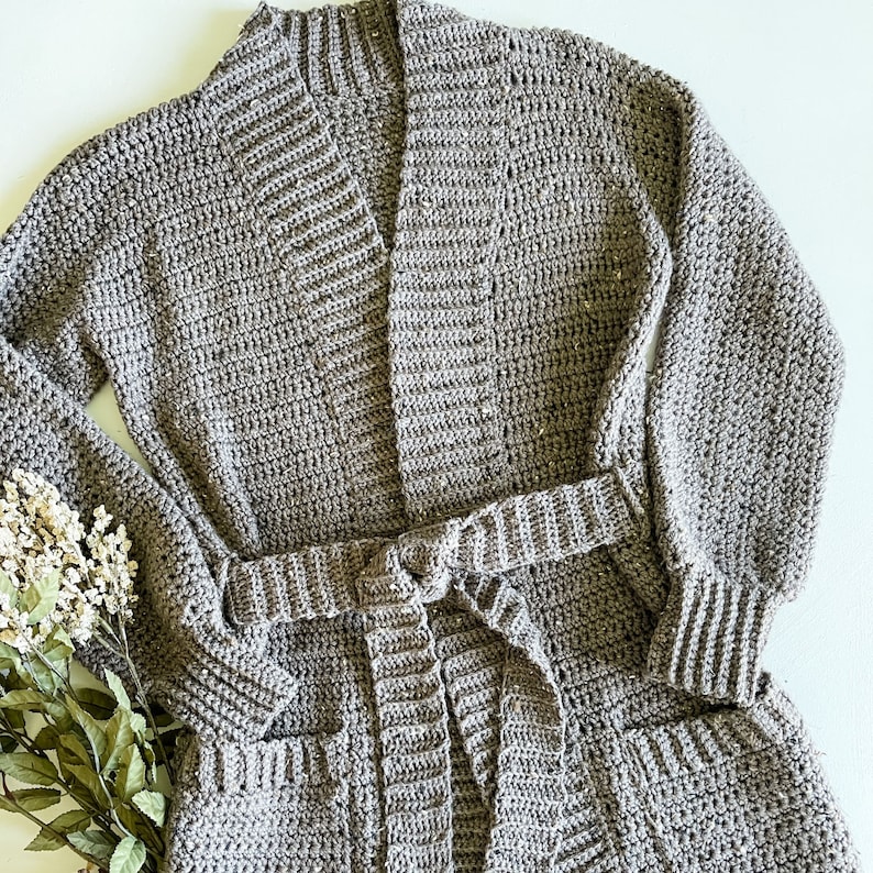 Cardigan Crochet Pattern / Easy Lakeside Cardigan with buttons, belt and pockets image 3