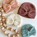 CROCHET HAT PATTERN/ Star Stitch Big Bow Baby Hat, Rose Flower Beanie