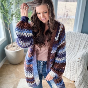 CROCHET PATTERN / Granny Pop Cardigan Crochet Pattern PDF Digital Download image 1