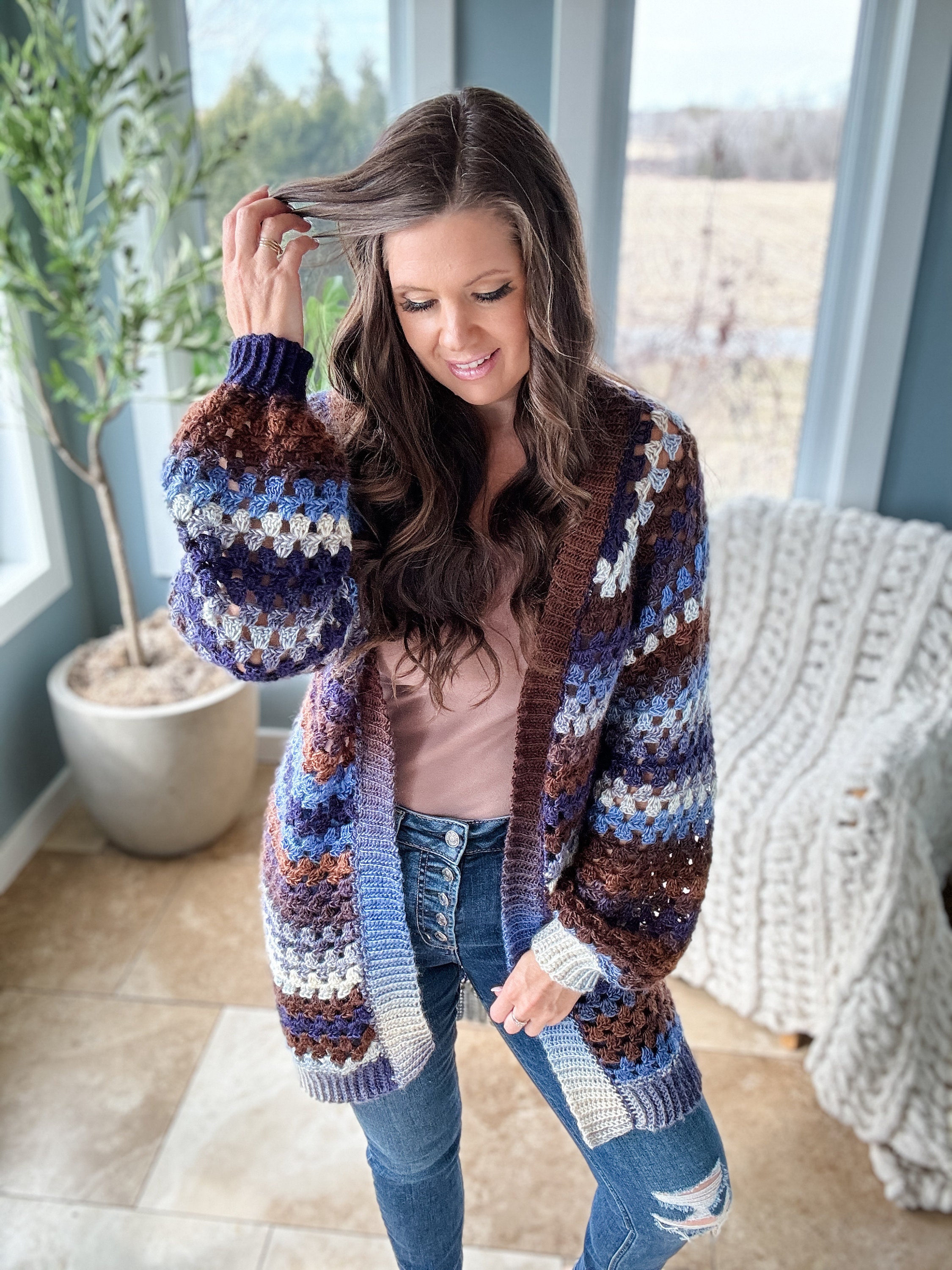 CROCHET PATTERN / Granny Pop Cardigan Crochet Pattern PDF Digital Download  