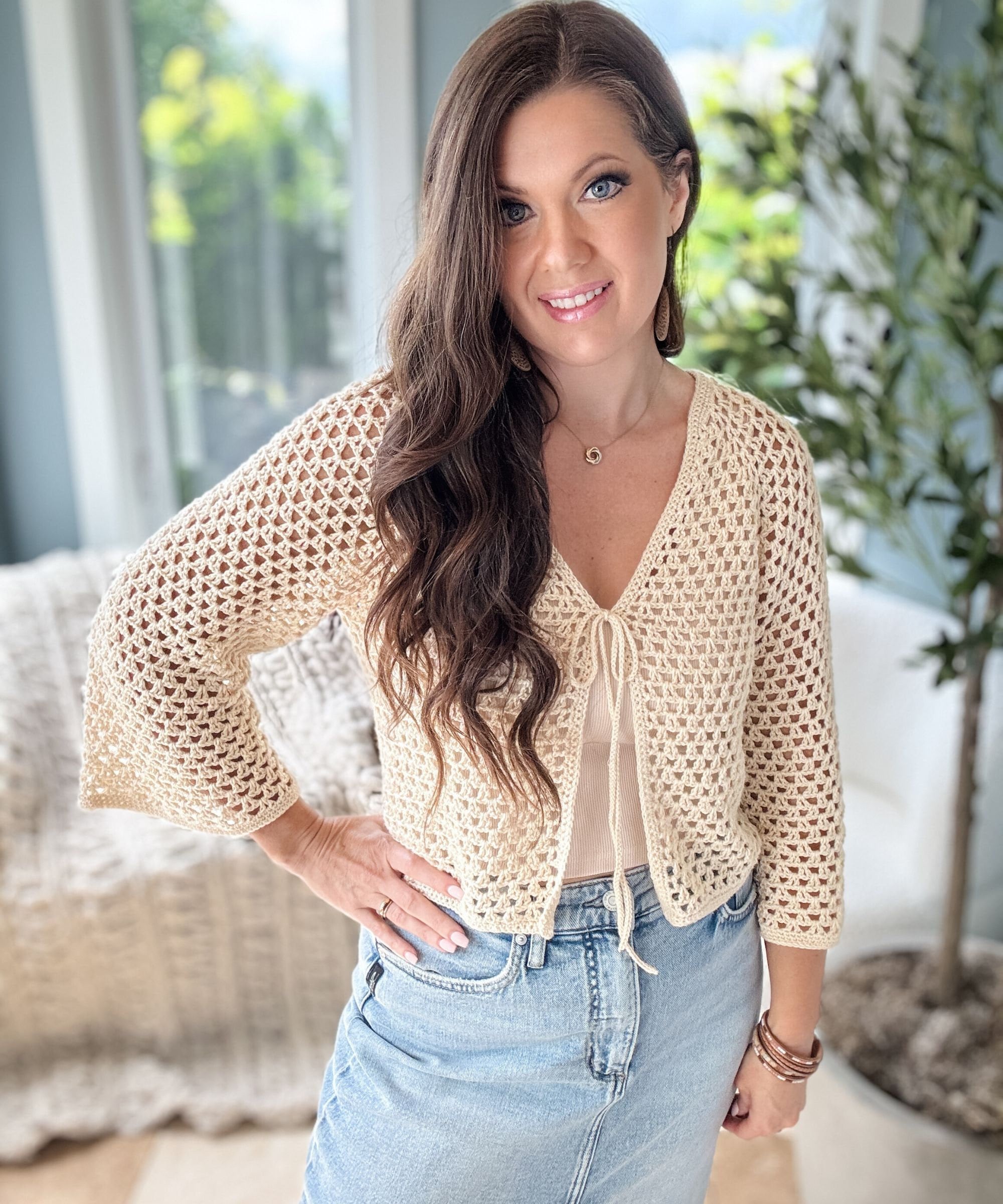 CROCHET PATTERN & VIDEO/ V-stitch Summer Cardigan, Crochet