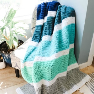 CROCHET PATTERN Calming Stripes Throw Blanket image 2