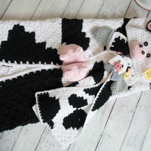 CROCHET PATTERN / Hooded Cow Blanket / Digital download / Baby Cow Blanket / Cow Costume image 5