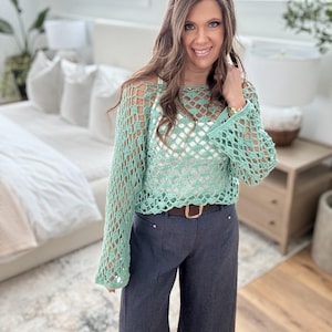 CROCHET PATTERN & VIDEO/ In Bloom Lace Pullover, crochet lace top, summer crochet pattern, easy crochet, sizes xs-5x, has stitch chart, pdf