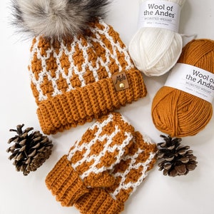 CROCHET PATTERN / Modish Mosaic Hat & Mittens Set image 9