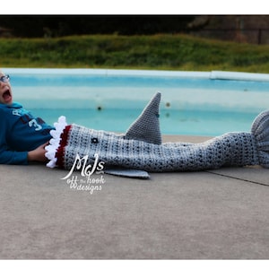 CROCHET PATTERN Shark Blanket Pdf Digital Download Bulky & Quick Shark Blanket Crochet Pattern by MJ's Off The Hook Designs image 3