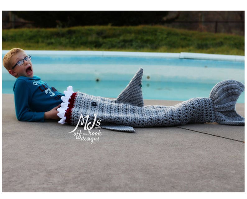 CROCHET PATTERN Shark Blanket Pdf Digital Download Bulky & Quick Shark Blanket Crochet Pattern by MJ's Off The Hook Designs image 3