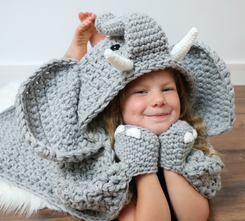 CROCHET PATTERN Hooded Elephant Blanket Etsy Canada