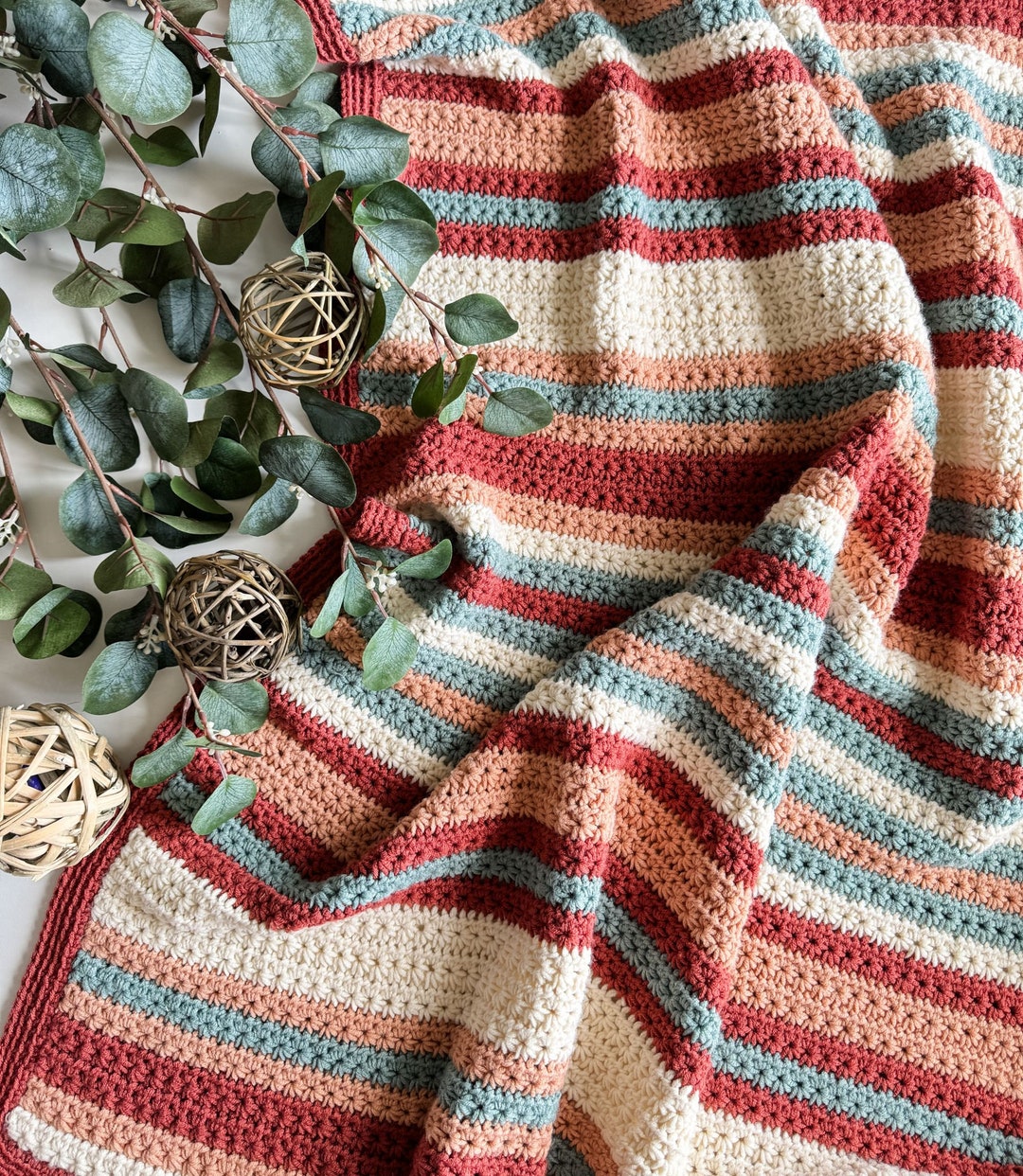 CROCHET PATTERN/ Star Stitch Striped Crochet Blanket Pattern