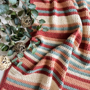 CROCHET PATTERN/ Star Stitch Striped Crochet Blanket Pattern, Sahara Stripes Blanket Pattern, Star Stitch Blanket Pattern