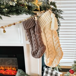 CROCHET PATTERN// Cozy Cottage Cabled Stocking, Crochet Cable Stocking, Crochet Stocking Pattern, Christmas Crochet Pattern image 4