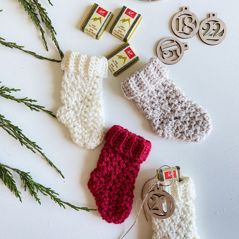 CROCHET PATTERN / MJ's Merry Advent Calendar Crochet Stockings & Mittens image 10