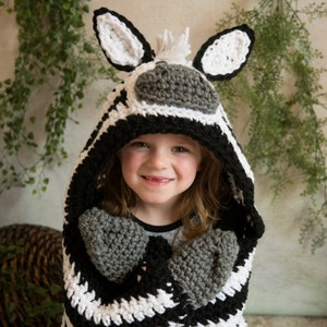 Zebra Fur Hooded Blanket - Youth