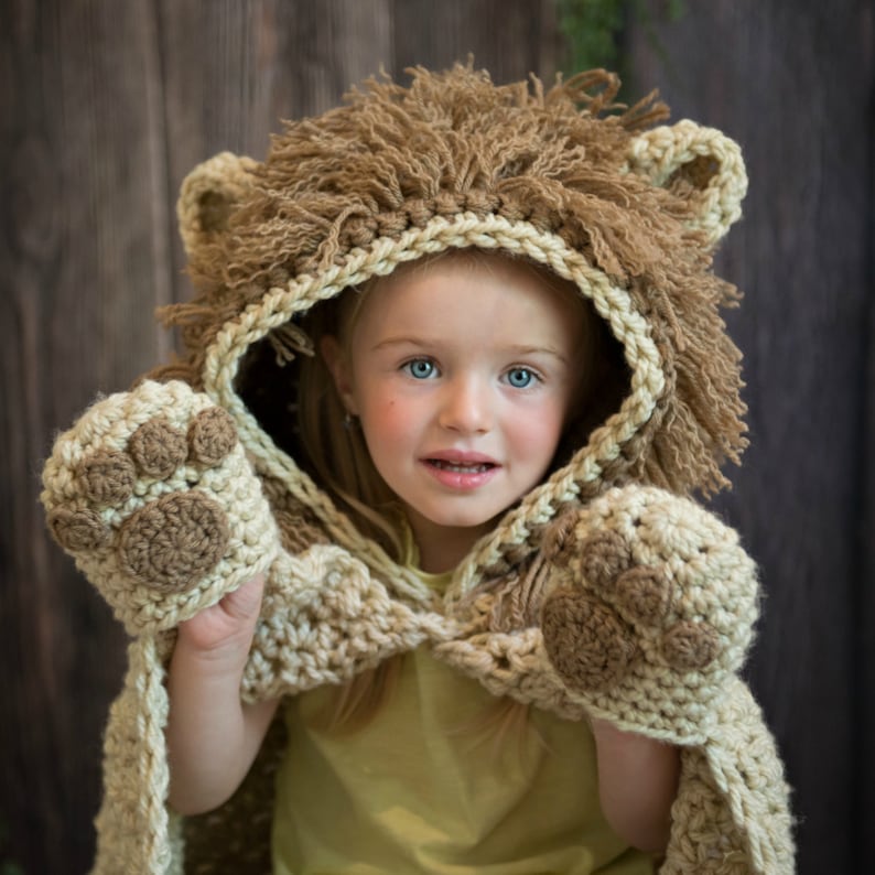 CROCHET PATTERN Hooded Lion Blanket / Lion Costume / Jungle Blanket / Hooded Kids Blanket / image 1