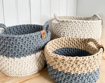 Crochet Pattern/Two-Toned Nesting Baskets