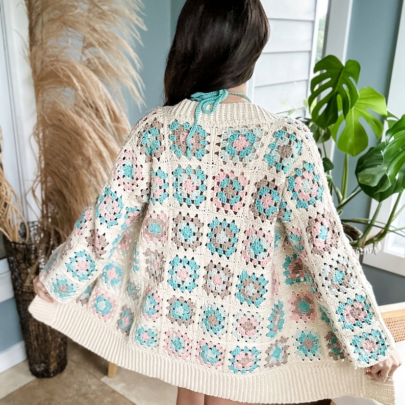 CROCHET PATTERN / Granny Square Cardigan Crochet Pattern imagen 4