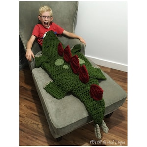 CROCHET PATTERN Stegosaurus Blanket Dino Blanket Pattern Bulky & Quick Stegosaurus Blanket Crochet Pattern MJ's Off The Hook Designs image 2