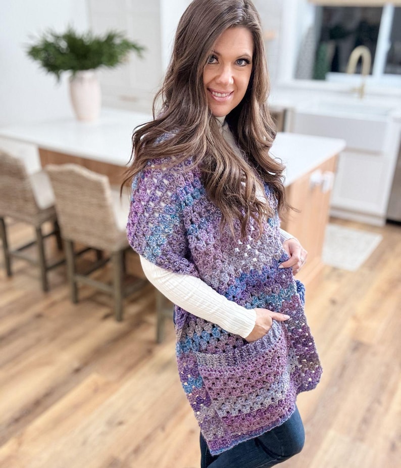 CROCHET PATTERN & VIDEO/ Chunky Granny Stitch Pocket Shawl, Crochet Shawl WIth Pockets Pattern, Easiest Crochet Pattern, Beginner, Easy, Pdf bild 4