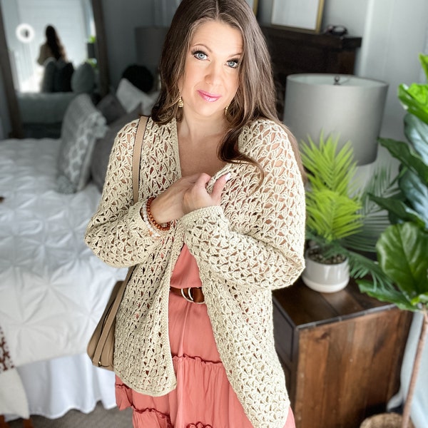 CROCHET PATTERN / Crochet Lacy Spring Cardigan