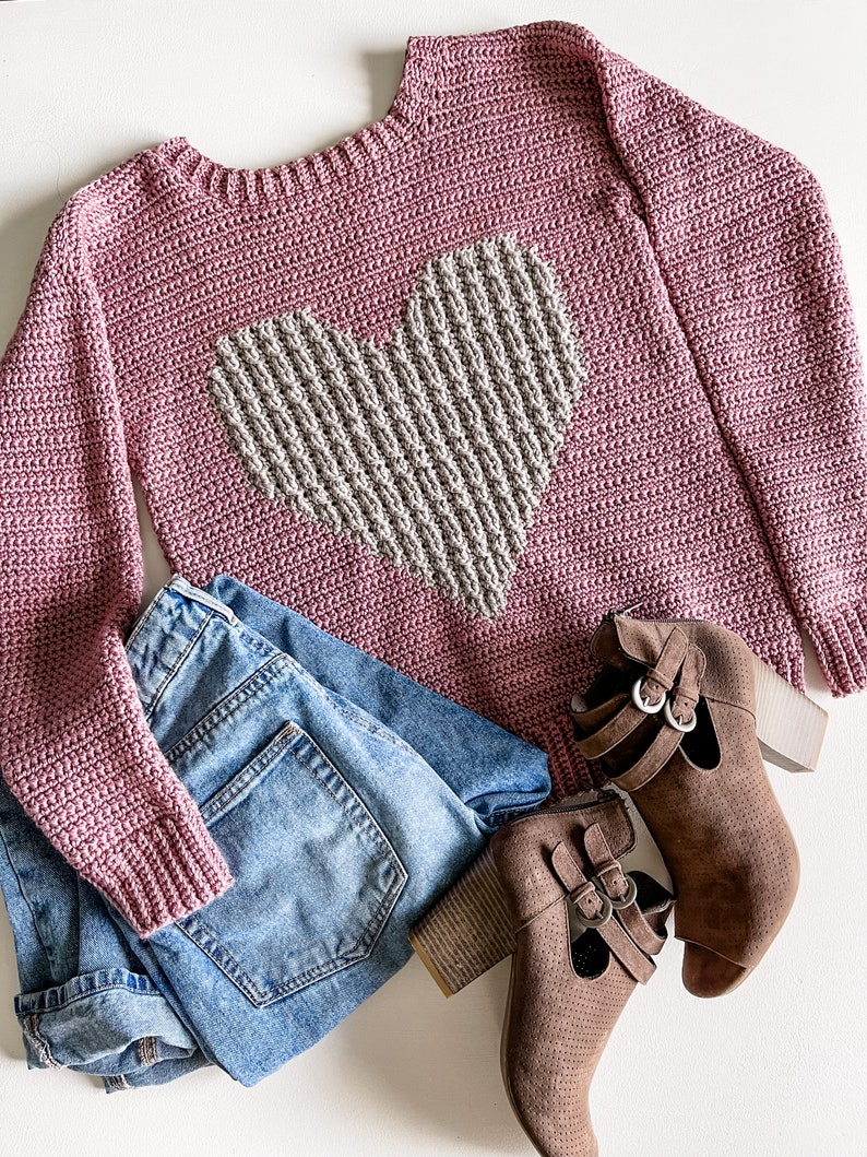 CROCHET PATTERN Cabled Heart Sweater / pdf digital download / crochet pullover / crochet fashion / heart pullover image 5