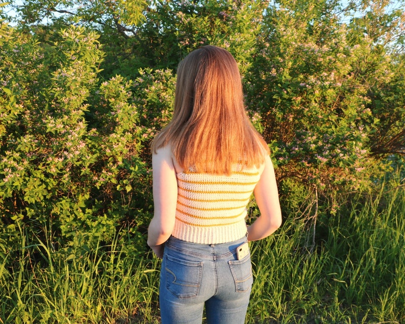 CROCHET PATTERN Sunset Stripes Tank / Striped Tank Top / Racer Back Crochet Tank Top / Striped Crop Tank Top imagen 8