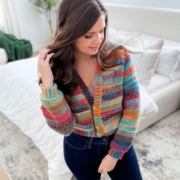CROCHET PATTERN & VIDEO/ Winter Spark Cardigan, Top-Down Crochet Cardigan, Sizes Xs-5X, Seamless, Women's, Gifting, Holiday