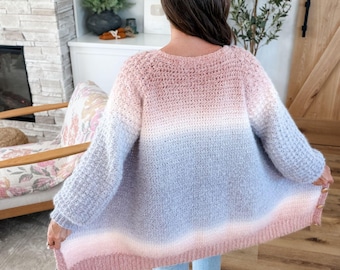 CROCHET PATTERN & VIDEO/ Halo Hugs Cardigan, Crochet Cardigan Pattern, Top-Down Cardigan, Seamless Cardigan, Xs-5X, Easy Cardigan, Pdf