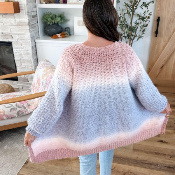 CROCHET PATTERN & VIDEO/ Halo Hugs Cardigan, Crochet Cardigan Pattern, Top-Down Cardigan, Seamless Cardigan, Xs-5X, Easy Cardigan, Pdf