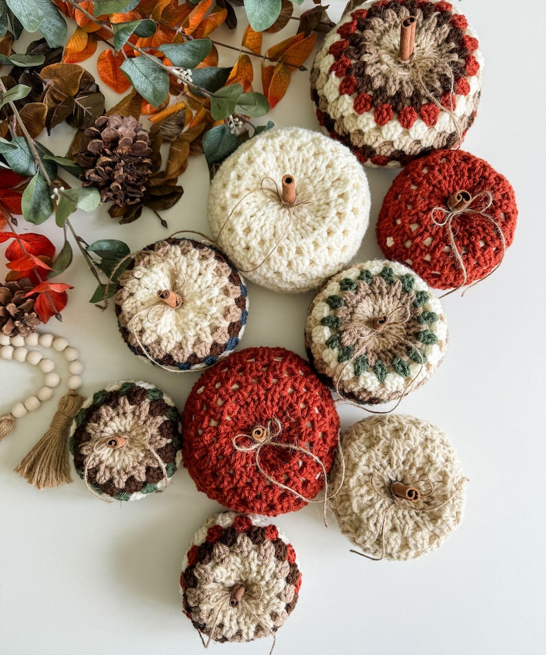 CROCHET PATTERN/ Fall For Granny Pumpkins, Crochet Pumpkin Pattern, Easy Crochet Pumpkins, Granny Stitch Crochet Pumpkins image 1