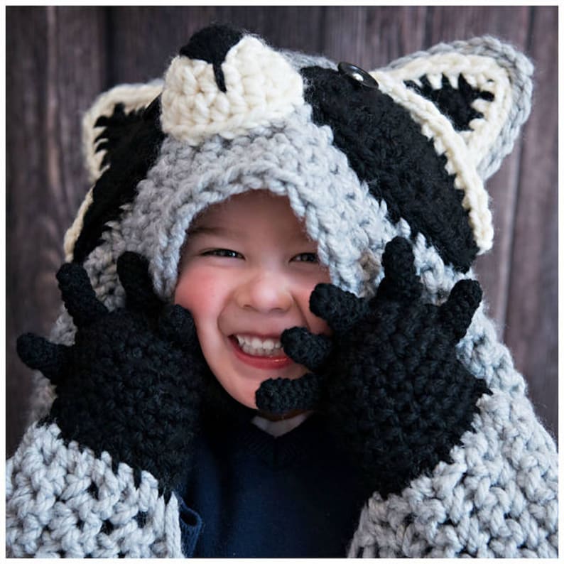 CROCHET PATTERN Woodland Raccoon Blanket Hooded Woodland Racoon Blanket Crochet Pattern MJ's Off The Hook Design image 8