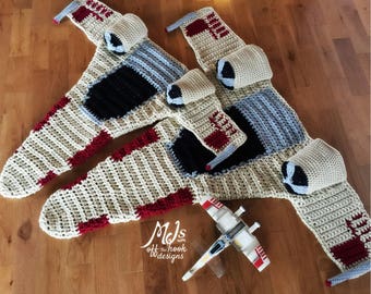 CROCHET PATTERN Fighter Blanket - Space Fighter- Bulky Space Fighter Blanket Crochet Pattern by MJ's Off The Hook Design