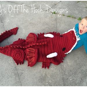 CROCHET PATTERN Dragon Blanket Pdf Digital Download Bulky & Quick Dragon Blanket Crochet Pattern MJ's Off The Hook Design image 1