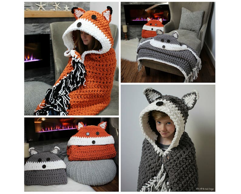 CROCHET PATTERN Wolf Fox blanket Wolf Fox Costume Bulky & Quick Wolf Fox Crochet Pattern by MJ's Off The Hook Designs image 2