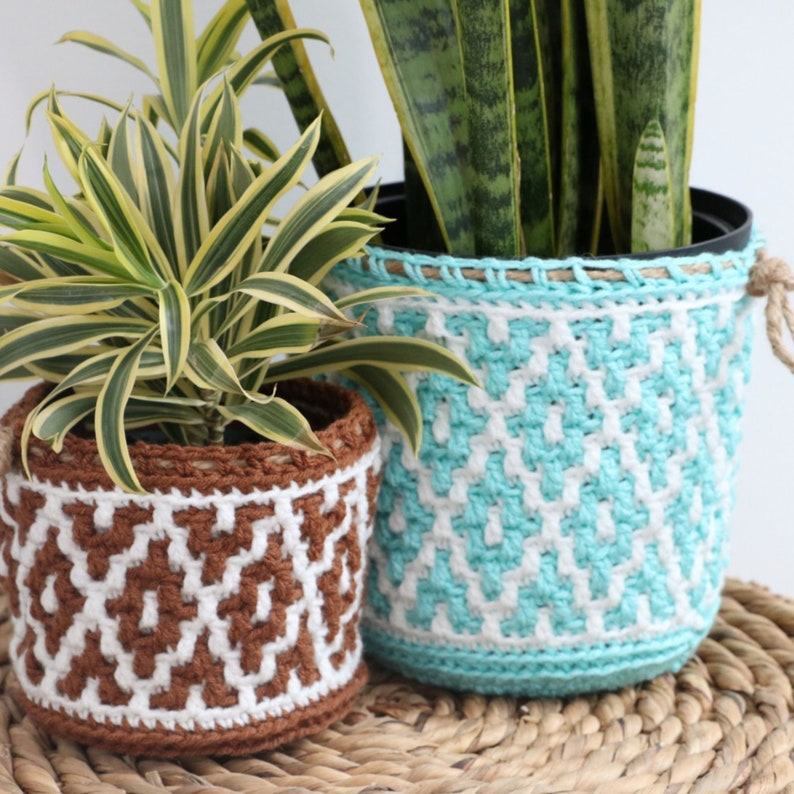 CROCHET PATTERN / Potted Paradise Mosaic Basket image 2