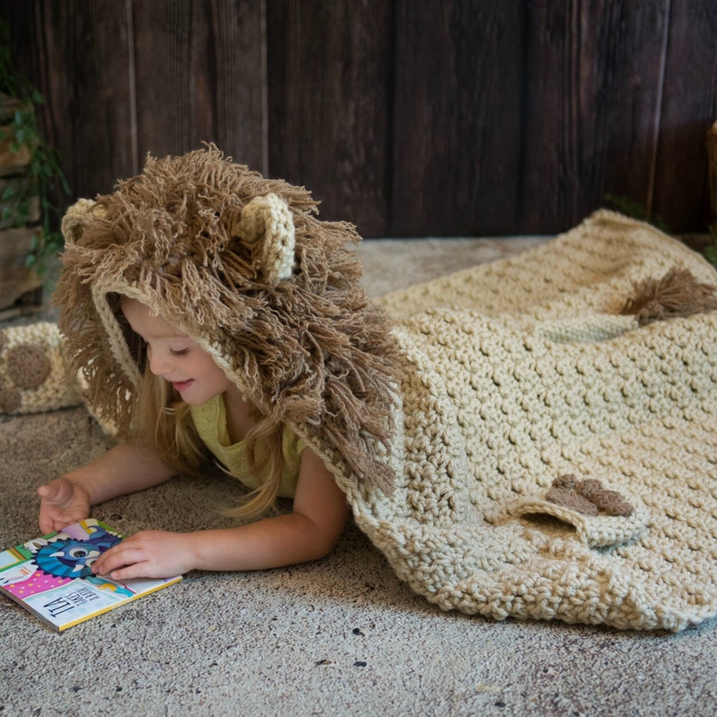 CROCHET PATTERN Hooded Lion Blanket / Lion Costume / Jungle Blanket / Hooded Kids Blanket / image 2