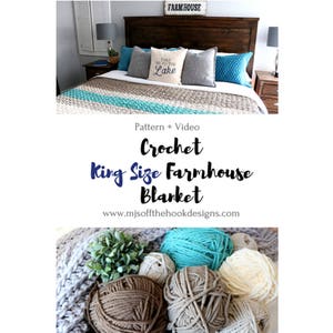 CROCHET PATTERN Bulky King Size Blanket King Size Throw Pattern for Crochet Farmhouse King Blanket Crochet Pattern zdjęcie 7