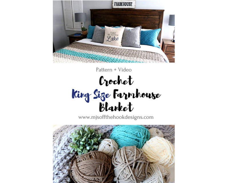 CROCHET PATTERN Bulky King Size Blanket King Size Throw Pattern for Crochet Farmhouse King Blanket Crochet Pattern zdjęcie 7