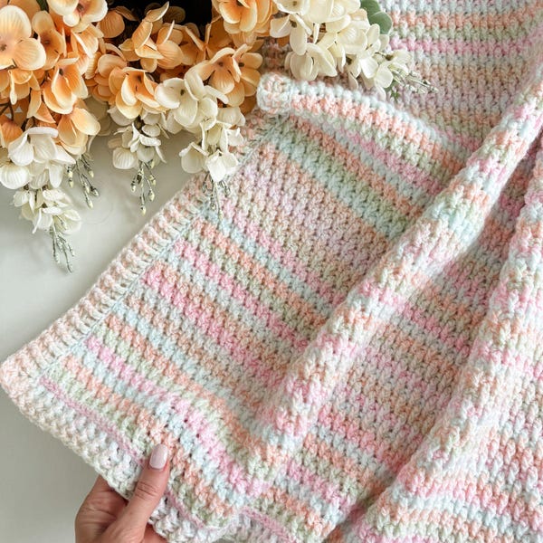 CROCHET PATTERN & VIDEO/ Rainbow Peaks Blanket Pattern, Alpine Stitch Crochet Pattern, Baby Blanket, Gifting, Baby Shower, Pdf, 3 sizes