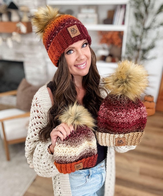 Handmade Crochet Chunky Wool Beanie Hand Knit Multicolor Beanie: Chunky Crochet Boho Winter Cap  main image 4