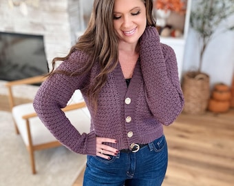 CROCHET PATTERN & VIDEO/ Suzette Raglan Cardigan, Top-Down Cardigan Pattern, Gifting, Women's Crochet, Sizes Xs-5X, Pdf, Winter Crochet