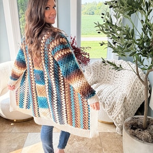 CROCHET PATTERN & VIDEO/ Cascade Mountain Cardigan, Granny Stitch Cardigan Pattern, Crochet Cardigan Pattern, Sizes Xs-5X, Pdf Pattern