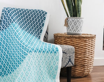 CROCHET PATTERN & VIDEO/ Caribbean Coast Afghan, mosaic crochet blanket, colorwork, oversized throw, baby blanket, 2 sizes, crochet blanket
