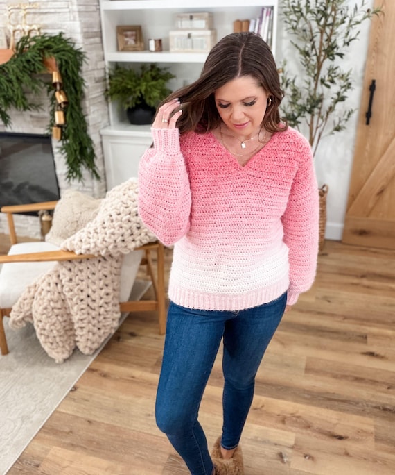CROCHET PATTERN & VIDEO/ Halo Hugs V-neck Sweater Crochet Pattern