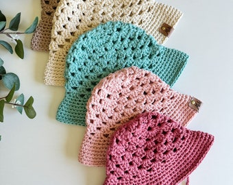 CROCHET PATTERN/ Wallflower Granny Stitch Hat, Crochet Bucket Hat Pattern, Crochet Summer Hat Pattern