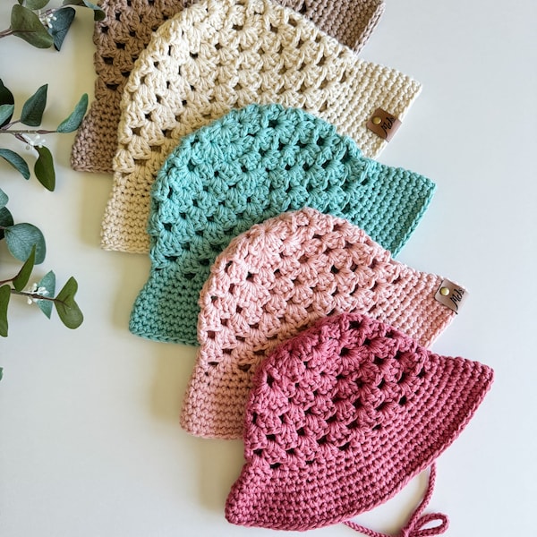 CROCHET PATTERN/ Wallflower Granny Stitch Hat, Crochet Bucket Hat Pattern, Crochet Summer Hat Pattern