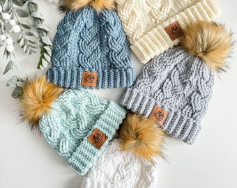 CROCHET PATTERN & VIDEO/ Cozy Cottage Cabled Hat, Crochet Hat, Crochet Cabled Hat, Crochet Cables, Crochet Hat Pattern, baby-adult sizes