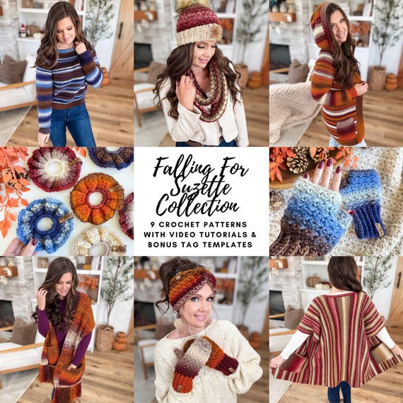 CROCHET PATTERN EBOOK/ Falling For Suzette Collection, Fall & Winter Crochet Accessories andGarments, Colourful Crochet, Pdf, 9 Patterns